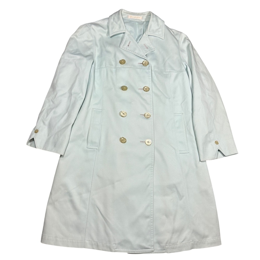 Vintage 70s‎ Misty Harbor Aqua Blue Trench Coat Boatswain Twill Union Made 12P